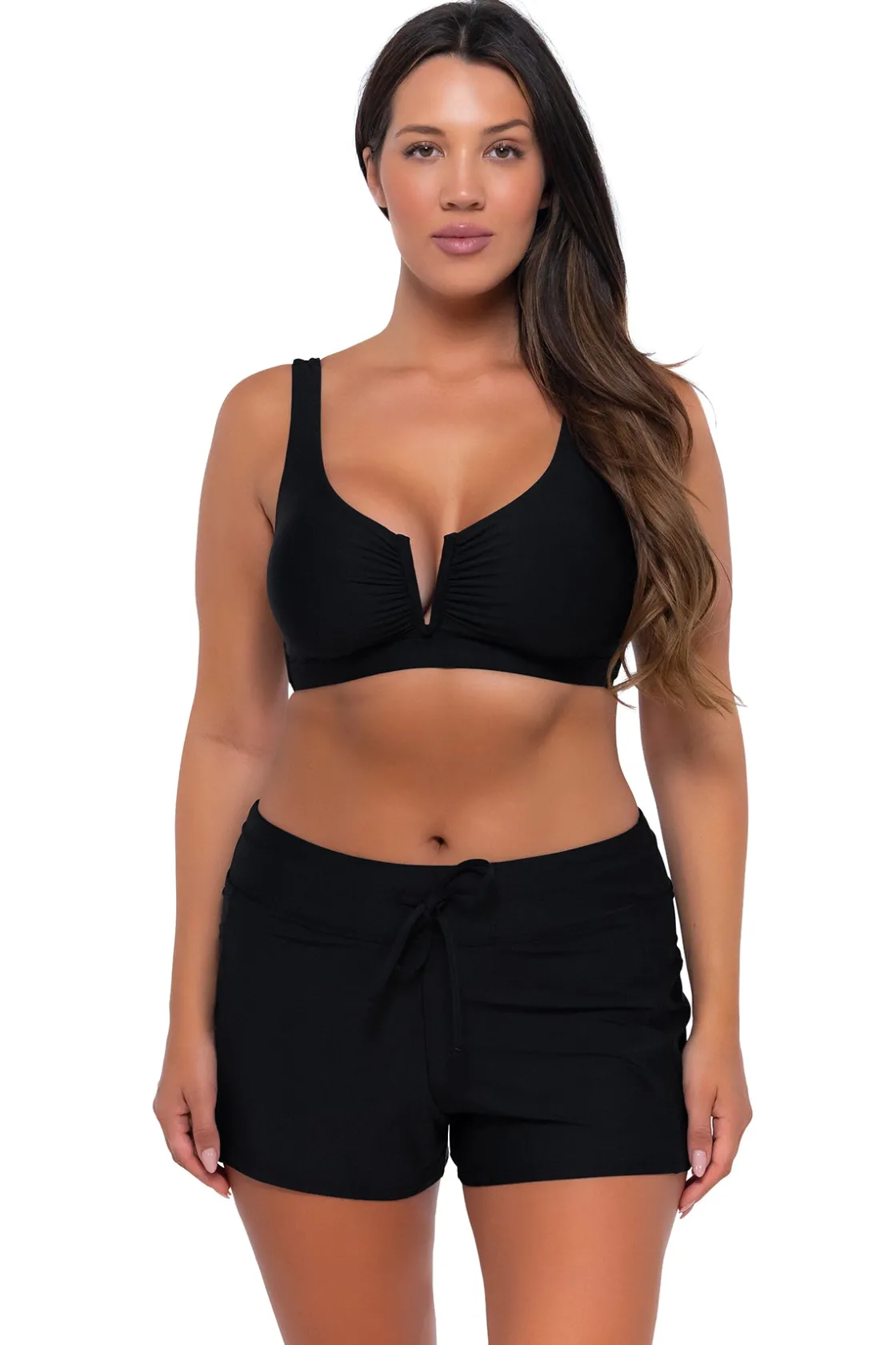 Plus Size|Underwire<Sunsets Black Vienna V-Wire Top