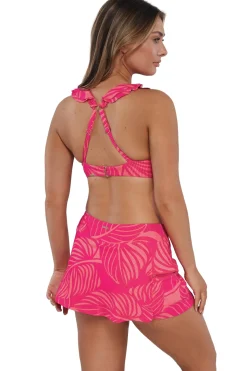 Plus Size<Sunsets Blushing Palms Sandbar Rib Sporty Swim Skirt