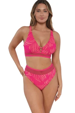 Plus Size|High-Waist<Sunsets Blushing Palms Sandbar Rib Annie High Waist Bottom