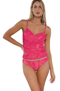 Wire-Free|Tankinis<Sunsets Blushing Palms Sandbar Rib Simone Tankini Top