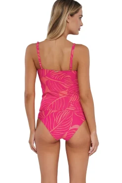 Wire-Free|Tankinis<Sunsets Blushing Palms Sandbar Rib Simone Tankini Top