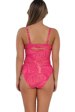Plus Size|Underwire<Sunsets Blushing Palms Sandbar Rib Serena Tankini Top