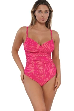 Plus Size|Underwire<Sunsets Blushing Palms Sandbar Rib Serena Tankini Top