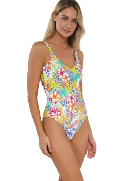 Classic<Sunsets Botanical Bliss Sandbar Rib Veronica One Piece