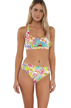 Plus Size|Bikini Bottoms<Sunsets Botanical Bliss Sandbar Rib Unforgettable Bottom