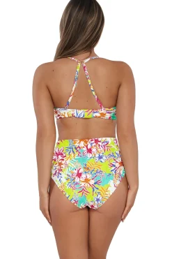 Plus Size|High-Waist<Sunsets Botanical Bliss Sandbar Rib Capri High Waist Bottom