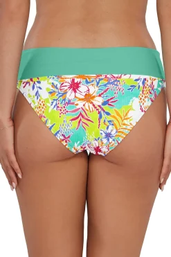 Plus Size|High-Waist<Sunsets Botanical Bliss Sandbar Rib Capri High Waist Bottom