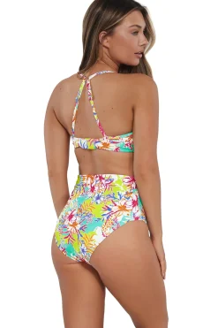 Plus Size|High-Waist<Sunsets Botanical Bliss Sandbar Rib Capri High Waist Bottom