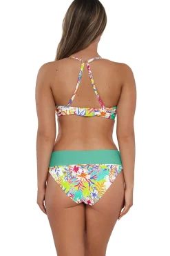 Plus Size|High-Waist<Sunsets Botanical Bliss Sandbar Rib Capri High Waist Bottom
