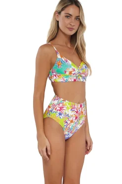 Plus Size|High-Waist<Sunsets Botanical Bliss Sandbar Rib Hannah High Waist Bottom