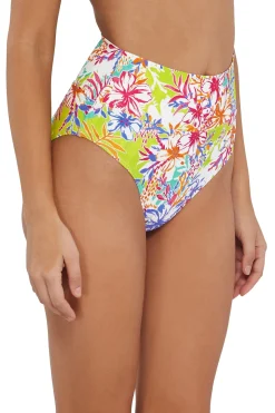 Plus Size|High-Waist<Sunsets Botanical Bliss Sandbar Rib Hannah High Waist Bottom
