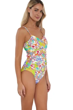 Wire-Free|Tankinis<Sunsets Botanical Bliss Sandbar Rib Simone Tankini Top