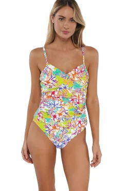 Wire-Free|Tankinis<Sunsets Botanical Bliss Sandbar Rib Simone Tankini Top