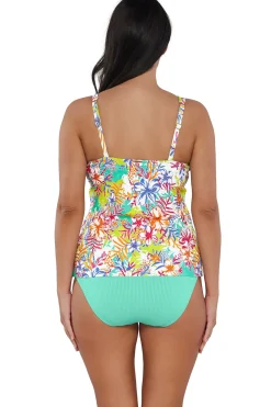 Plus Size|Underwire<Sunsets Botanical Bliss Sandbar Rib Taylor Tankini Top
