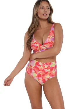 Plus Size|High-Waist<Sunsets Butterfly Beach Capri High Waist Bottom
