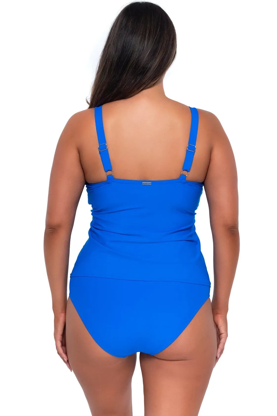 Plus Size|Underwire<Sunsets Electric Blue Forever Tankini Top