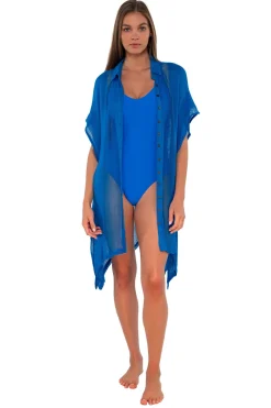 Cover-Ups<Sunsets Electric Blue Shore Thing Tunic