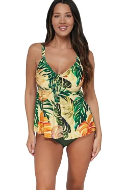 Plus Size|Underwire<Sunsets Escape Amber Oasis Marin Tankini Top