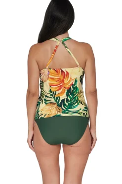 Plus Size|Underwire<Sunsets Escape Amber Oasis Emerson Tankini Top