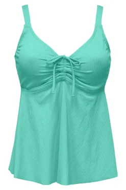 Plus Size|Underwire<Sunsets Escape Aqua Mist Sandbar Rib Marin Tankini Top