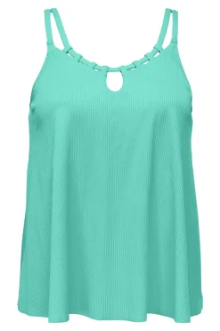 Wire-Free|Tankinis<Sunsets Escape Aqua Mist Sandbar Rib Sadie Tankini Top