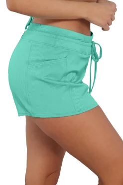 Plus Size<Sunsets Escape Aqua Mist Sandbar Rib Laguna Swim Short