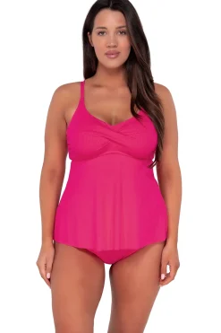Plus Size|Tankinis<Sunsets Escape Begonia Sandbar Rib Tori Tankini Top