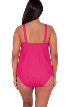 Plus Size|Wire-Free<Sunsets Escape Begonia Sandbar Rib Sadie Tankini Top