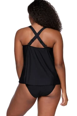 Plus Size|Tankinis<Sunsets Escape Black Sadie Tankini Top