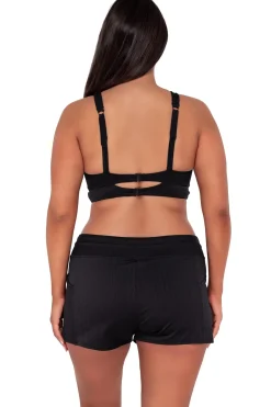 Plus Size<Sunsets Escape Black Seagrass Texture Laguna Swim Short