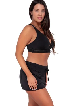 Plus Size<Sunsets Escape Black Seagrass Texture Laguna Swim Short