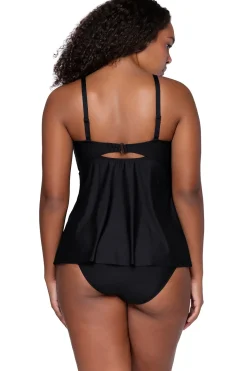 Plus Size|Tankinis<Sunsets Escape Black Tori Tankini