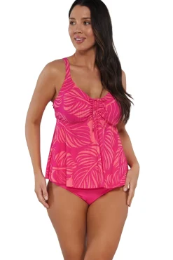 Plus Size|Underwire<Sunsets Escape Blushing Palms Sandbar Rib Marin Tankini Top