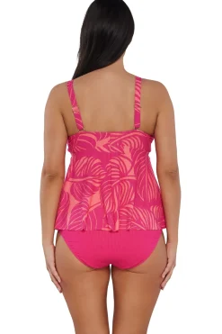 Plus Size|Underwire<Sunsets Escape Blushing Palms Sandbar Rib Marin Tankini Top