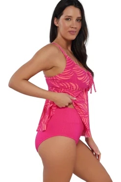 Plus Size|Underwire<Sunsets Escape Blushing Palms Sandbar Rib Marin Tankini Top
