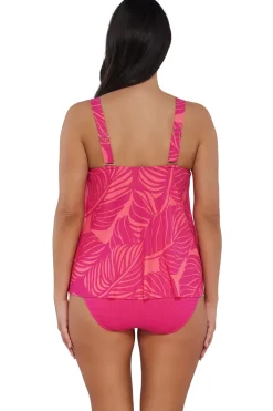 Plus Size|Wire-Free<Sunsets Escape Blushing Palms Sandbar Rib Sadie Tankini Top