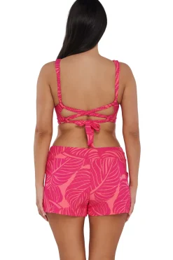 Plus Size<Sunsets Escape Blushing Palms Sandbar Rib Laguna Swim Short