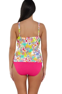Plus Size|Underwire<Sunsets Escape Botanical Bliss Sandbar Rib Emerson Tankini Top