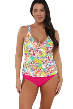 Plus Size|Underwire<Sunsets Escape Botanical Bliss Sandbar Rib Emerson Tankini Top