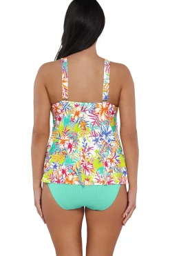 Plus Size|Wire-Free<Sunsets Escape Botanical Bliss Sandbar Rib Sadie Tankini Top