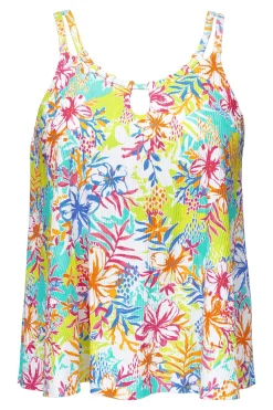 Plus Size|Wire-Free<Sunsets Escape Botanical Bliss Sandbar Rib Sadie Tankini Top
