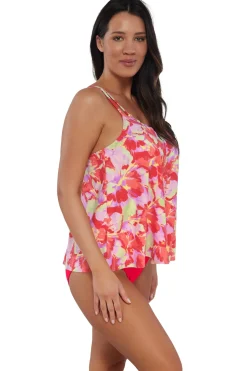 Plus Size|Wire-Free<Sunsets Escape Butterfly Beach Sadie Tankini Top