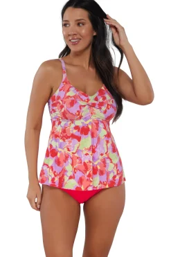 Plus Size|Wire-Free<Sunsets Escape Butterfly Beach Tori Tankini Top