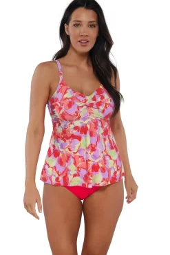 Plus Size|Wire-Free<Sunsets Escape Butterfly Beach Tori Tankini Top