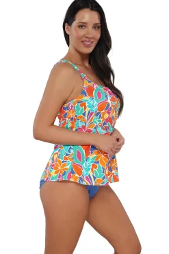 Tankinis<Sunsets Escape Festive Floral Sandbar Rib Jenna Tankini Top