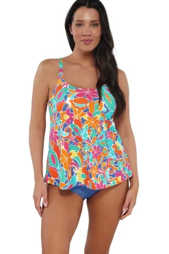Tankinis<Sunsets Escape Festive Floral Sandbar Rib Jenna Tankini Top