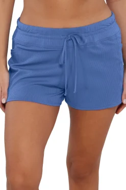 Plus Size<Sunsets Escape Harbor Blue Sandbar Rib Laguna Swim Short