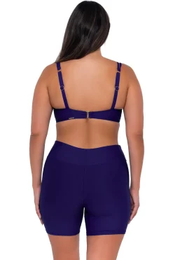 Plus Size|High-Waist<Sunsets Escape Indigo Bayside Bike Short