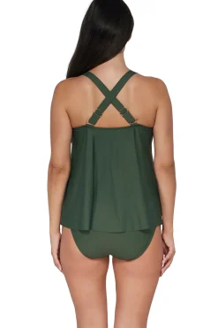 Plus Size|Wire-Free<Sunsets Escape Island Green Sadie Tankini Top