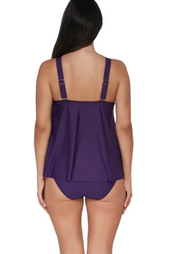 Plus Size|Wire-Free<Sunsets Escape Paradise Plum Sadie Tankini Top
